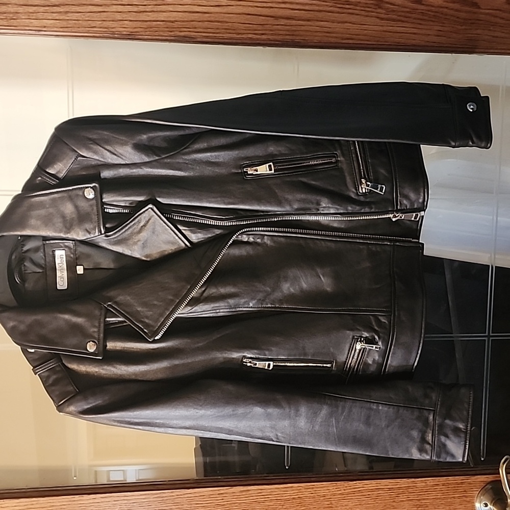 Calvin Klein Super Soft Black Leather Jacket for Women